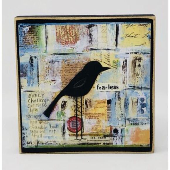 Vintage Girl Designs FEARLESS – Wood Square Plaque - Picture 1 of 4